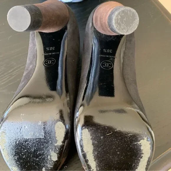 Authentic ICONIC Chanel Chunky Heel Shoes Block Heel Color Block 38.5 - Picture 9 of 11